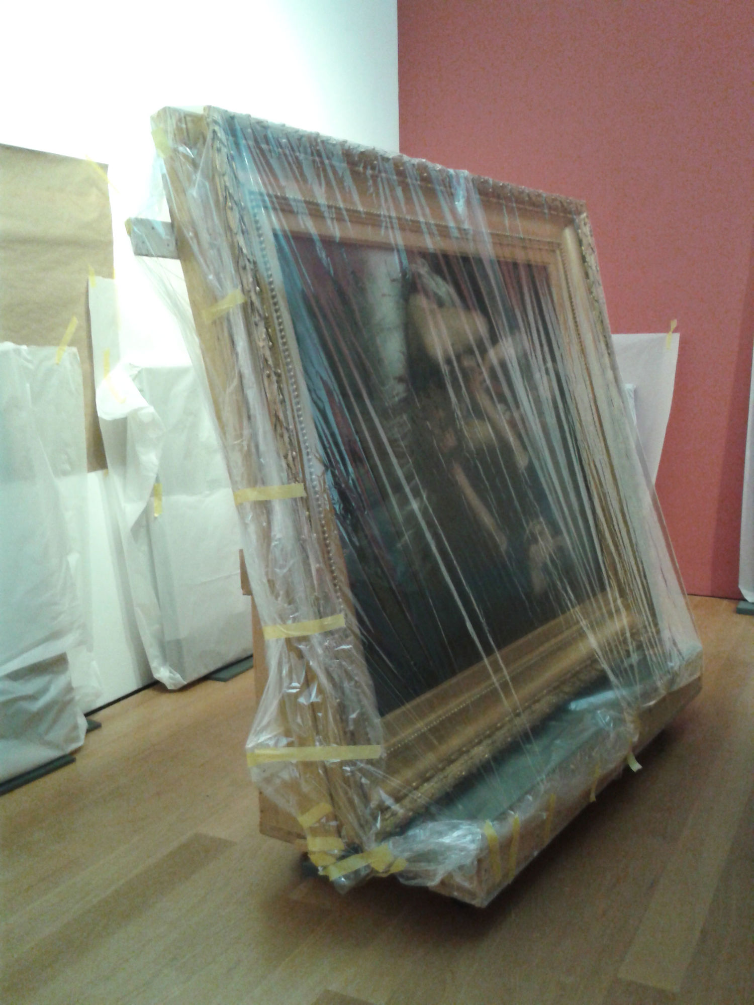 Während des Aufbaus der Barock-Ausstellung "Caravaggios Erben". Foto: Museum Wiesbaden / Caren Jones
