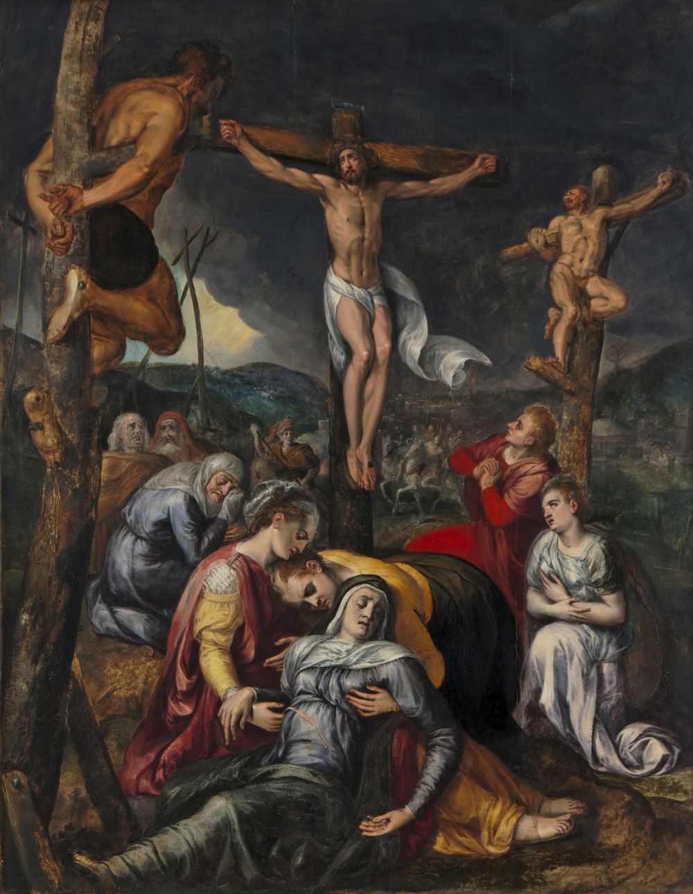 Franz Floris, „Kreuzigung Christi“, um 1560, Öl auf Holz, 130 x 105 cm, Museum Wiesbaden