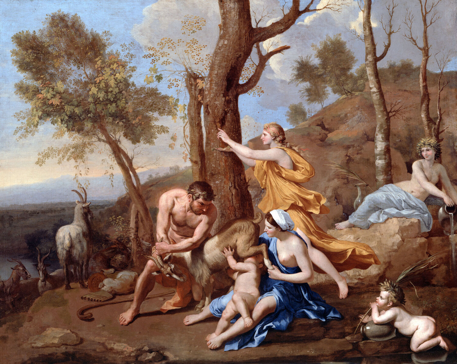 Nicolas Poussin, Jupiter als Kind mit Honig und Milch genährt, um 1636/37, London, Dulwich Picture Gallery © Dulwich Picture Gallery, London / Bridgeman Images