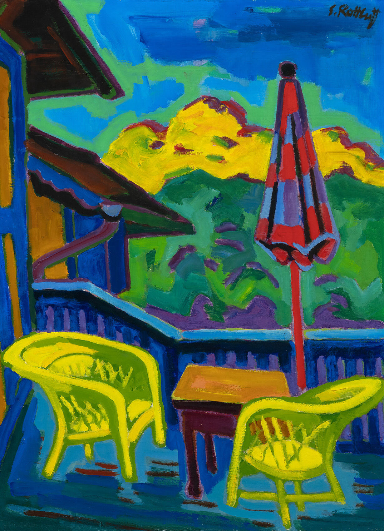 Karl Schmidt-Rottluff, Verandamorgen, 1952, Museum Wiesbaden, Schenkung M. und W. Rick 2013, VG Bild-Kunst, Bonn 2025, Foto: Bernd Fickert