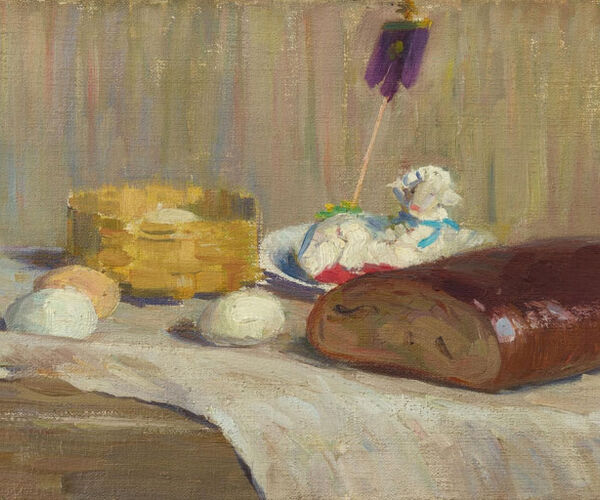 Bild zu Happy easter! Maria Marc, Stillleben mit Osterlamm, 1909