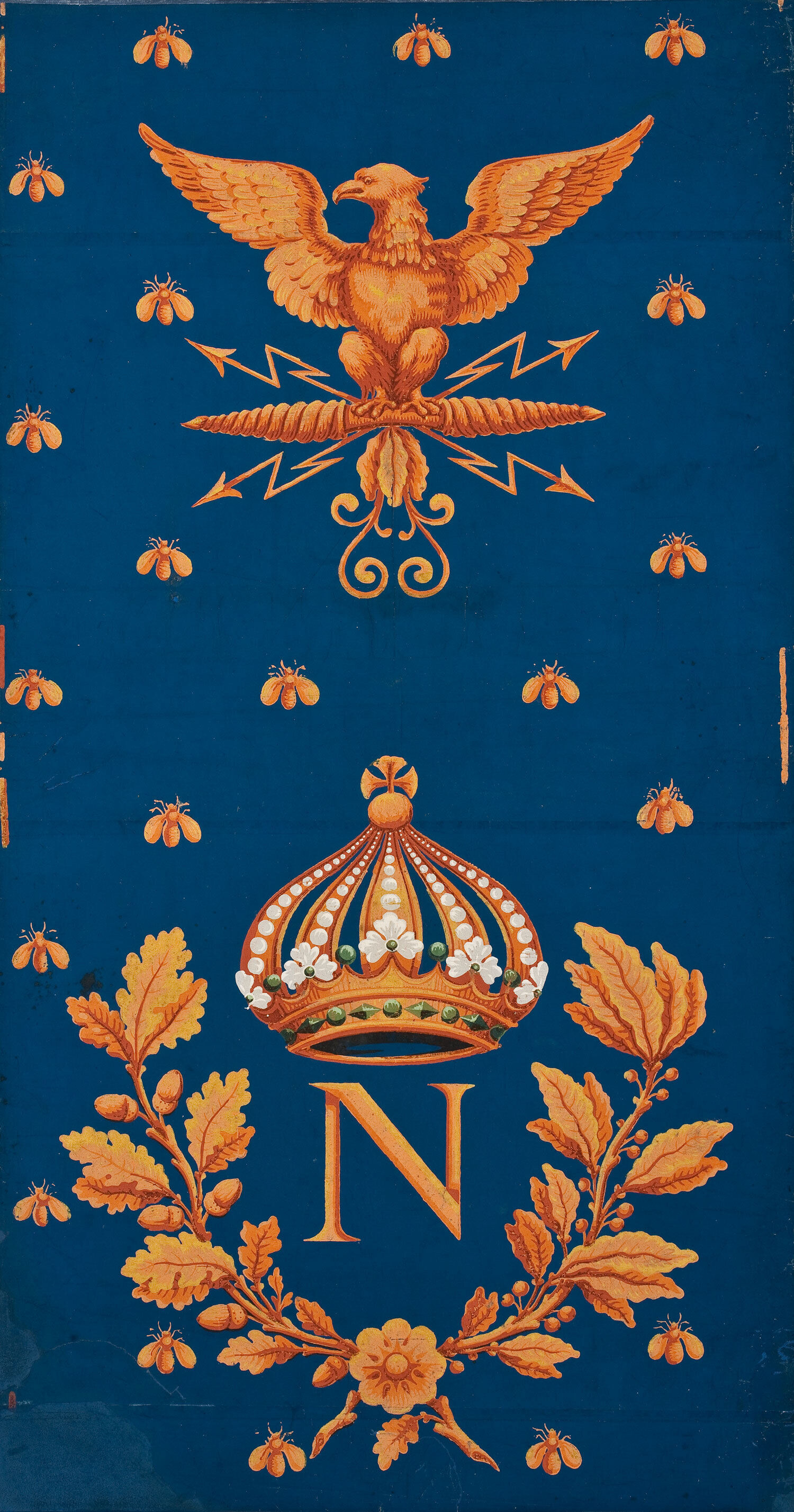 Französische Mustertapete Napoleon I., 1805/10 aus Paris, Musée des Arts décoratifs. Foto: Paris, MAD