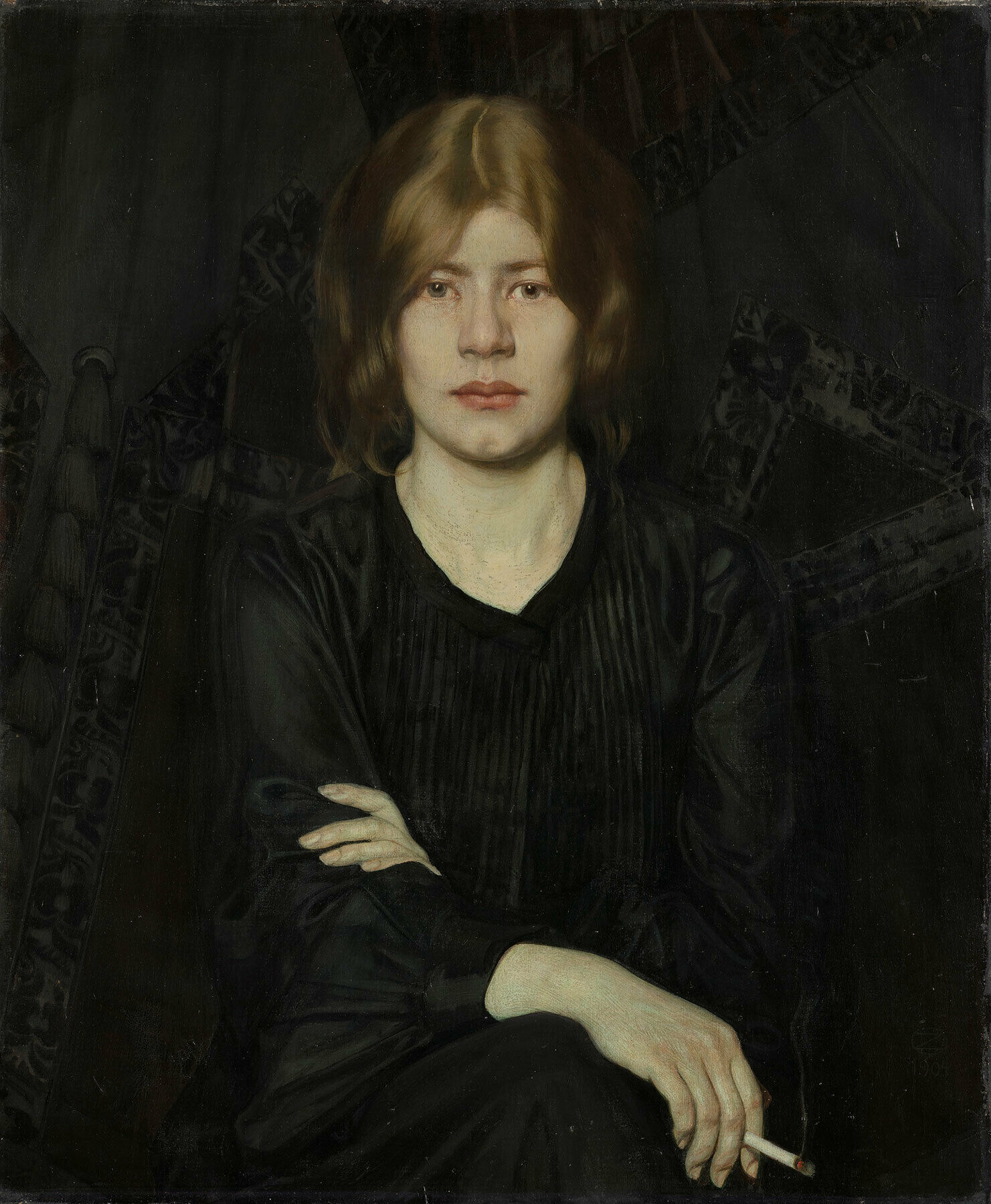 Oskar Zwintscher, Bildnis einer Dame mit Zigarette, 1904. Albertinum
