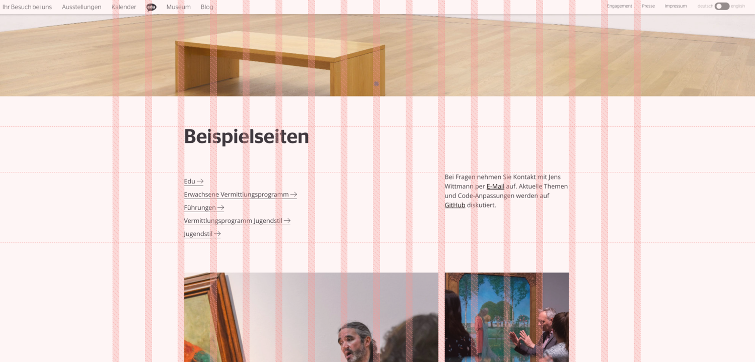 Wir arbeiten mit insgesamt 16 Spalten &ndash; jeweils 2 Spalten je Seite sind f&uuml;r den Offset vorgesehen und 12 Spalten f&uuml;r den Hauptinhalt.