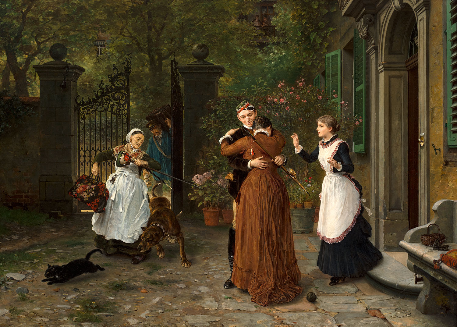 Ludwig Knaus, Der heimkehrende Student, 1884<br>Grohmann Museum Collection at Milwaukee School of Engineering