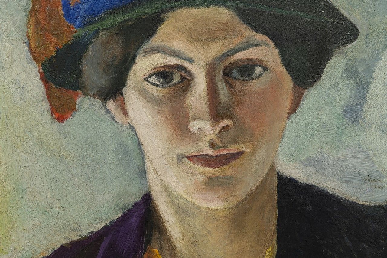 August Macke, Frau des Künstlers mit Hut (Detail), 1909, Öl auf Leinwand, 49,7 × 34 cm LWL-Museum für Kunst und Kultur, Münster, Westfälisches Landesmuseum. Foto: LWL-MKuK/Hanna Neander