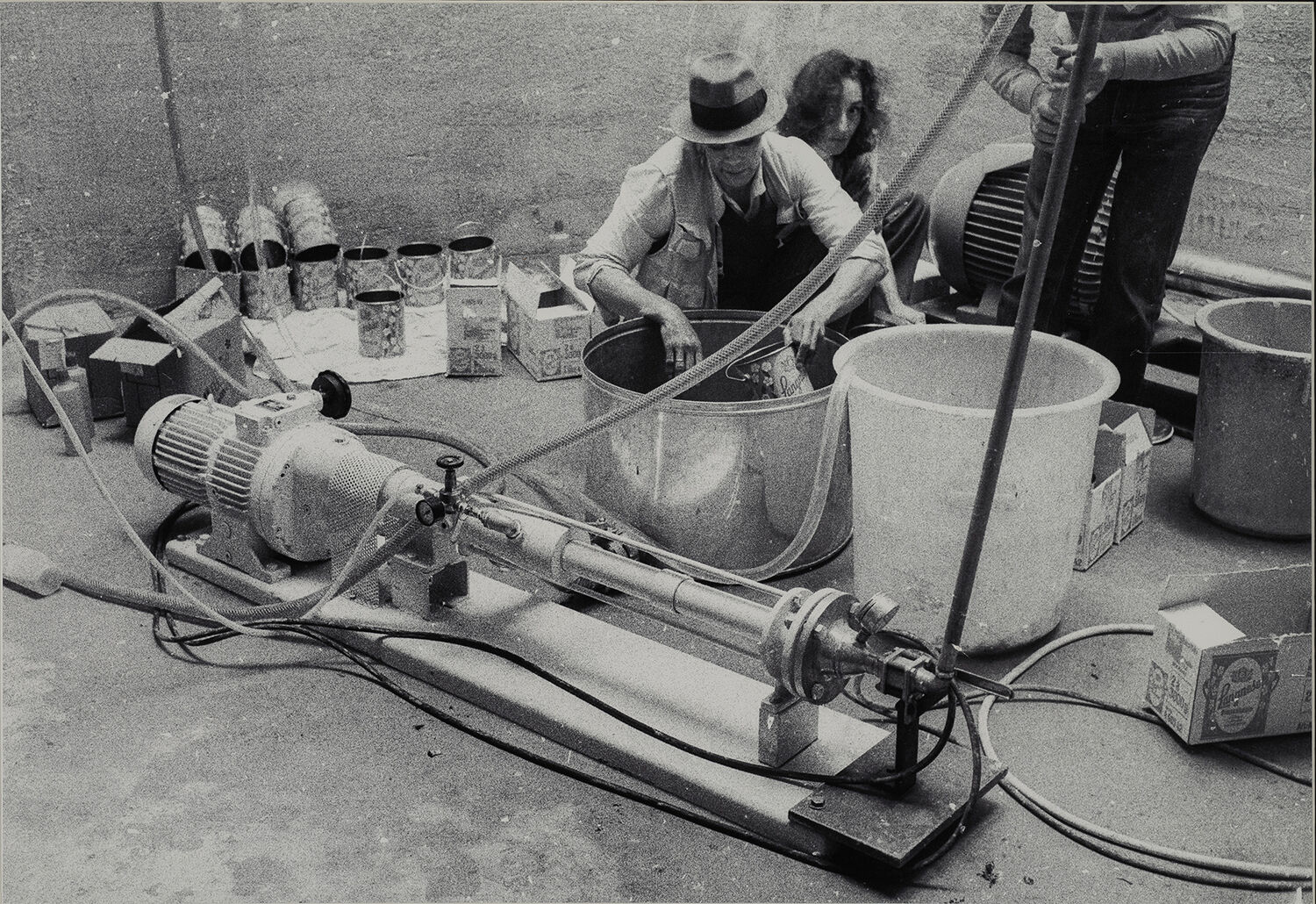 Aloys Wilmsen, Honey Pump Filling with Honey 1, 1977 (print 2021), photo paper, 62 x 87 cm, Museum Wiesbaden © Museum Wiesbaden / Bernd Fickert