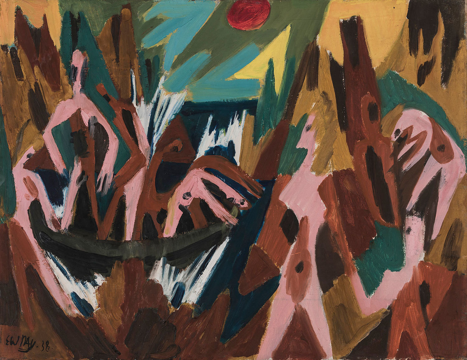 Ernst Wilhelm Nay, Menschen in den Lofoten, 1938, Museum Wiesbaden, erworben 1958 © VG Bild-Kunst, Bonn 2022