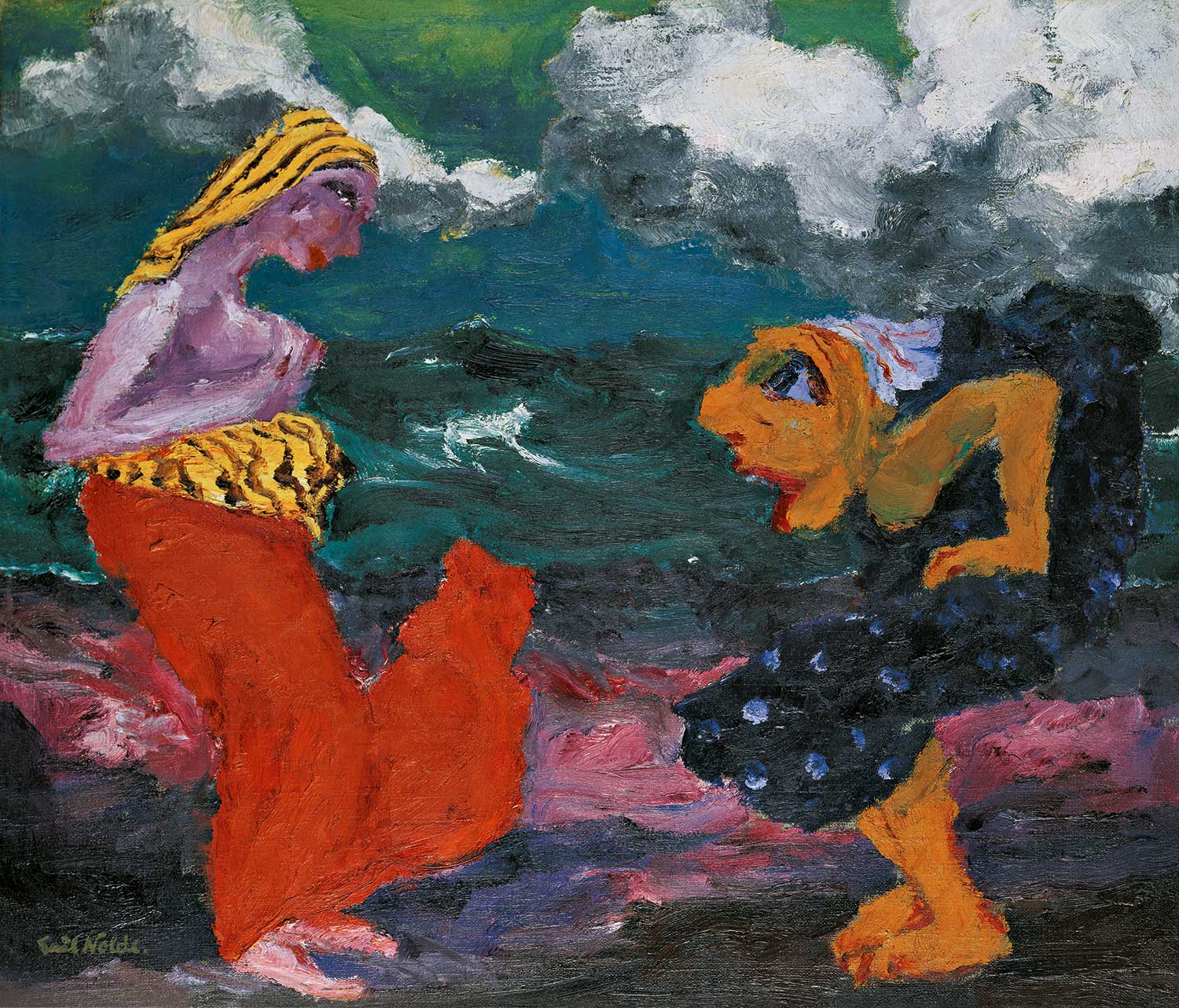 Emil Nolde, Begegnung am Strand, Gemälde, 1920. © Nolde-Stiftung Seebüll. 
