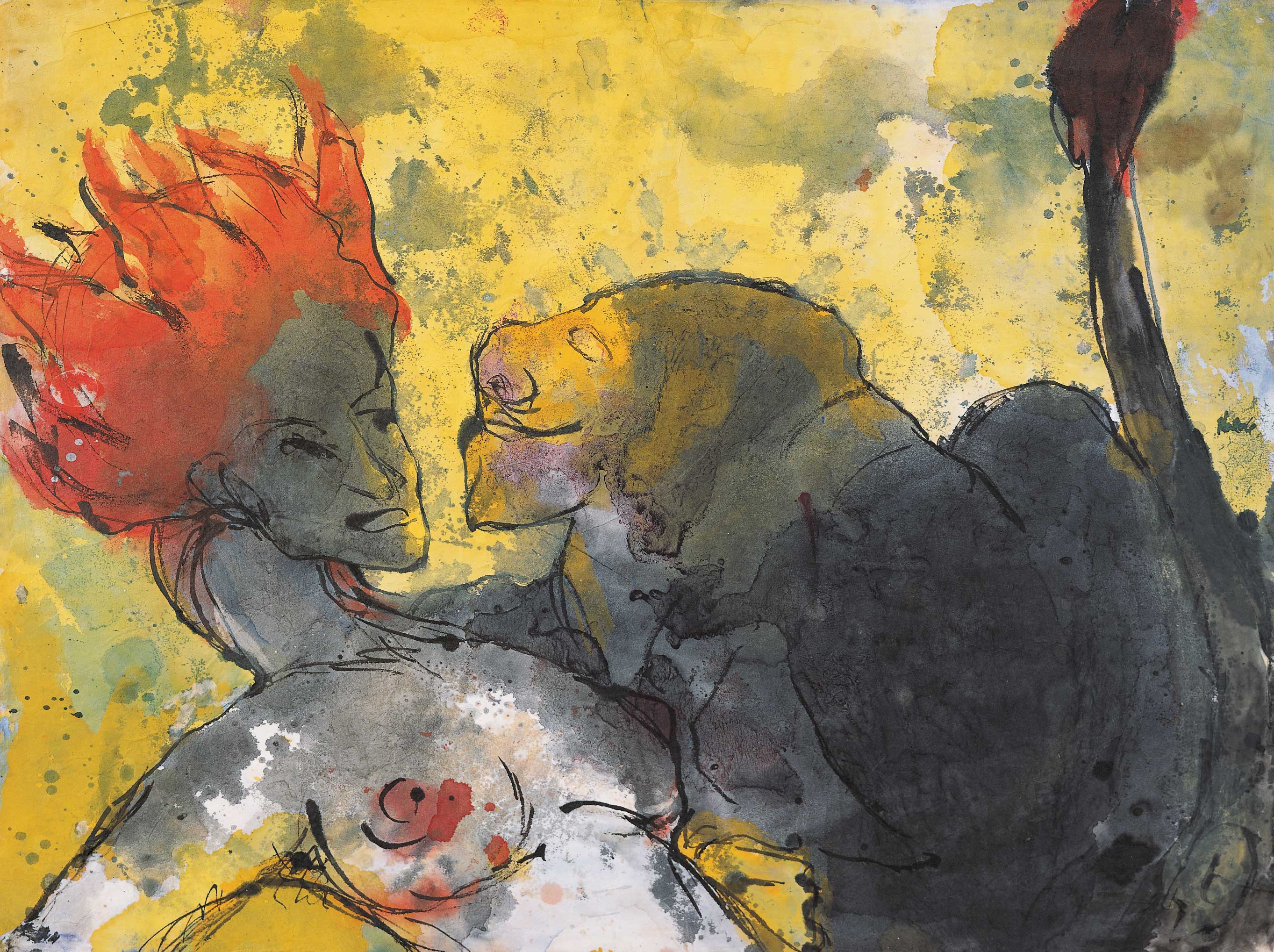 Emil Nolde, Tier und Weib, Aquarell, 1931-35. © Nolde-Stiftung Seebüll.