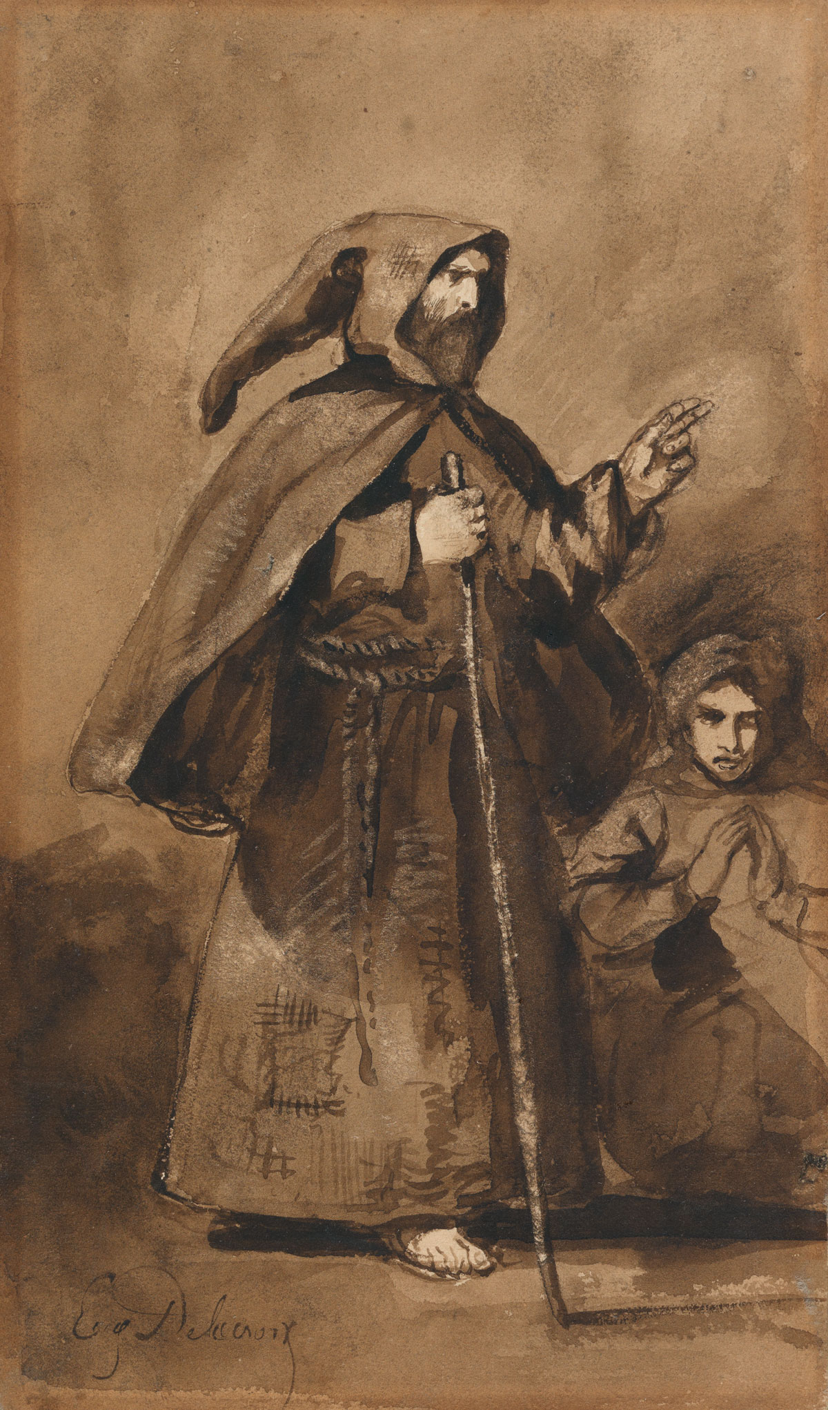 Eugène Delacroix, Segnender Franciskus, um 1825, Privatsammlung. Foto: Museum Wiesbaden/Bernd Fickert
